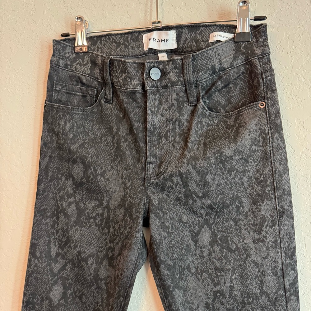 FRAME Le Skinny De Jeanne Python Black & Silver Skinny Jeans - Picture 3 of 8